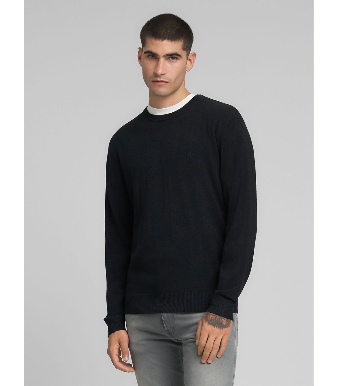 R刺しゅうウールブレンドプルオーバー 詳細画像 ブラック 2